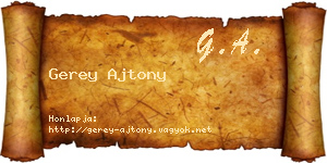 Gerey Ajtony névjegykártya